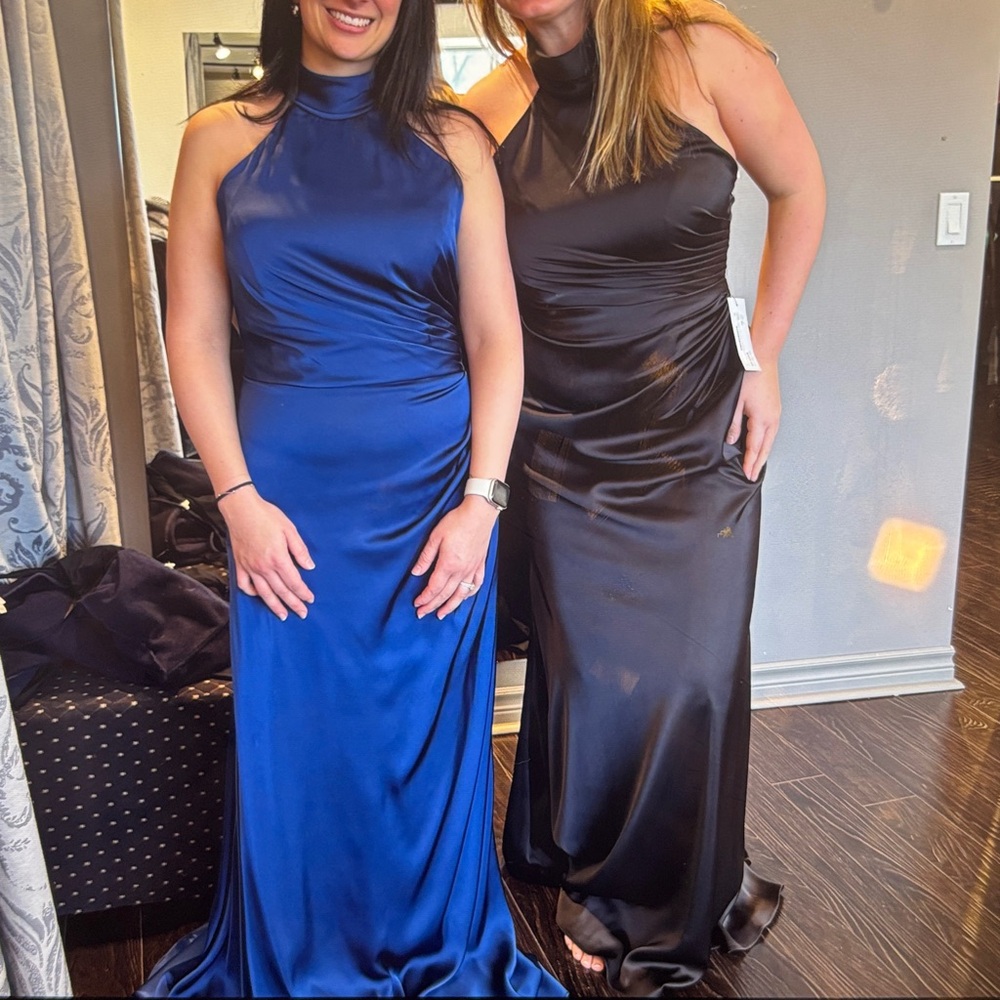 Black Satin Halter Dresses